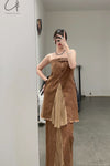 OUDE WAAG Washing Cowboy Decoding Mid-Boxy Skirt OW-23SS-SK06 reddish brown